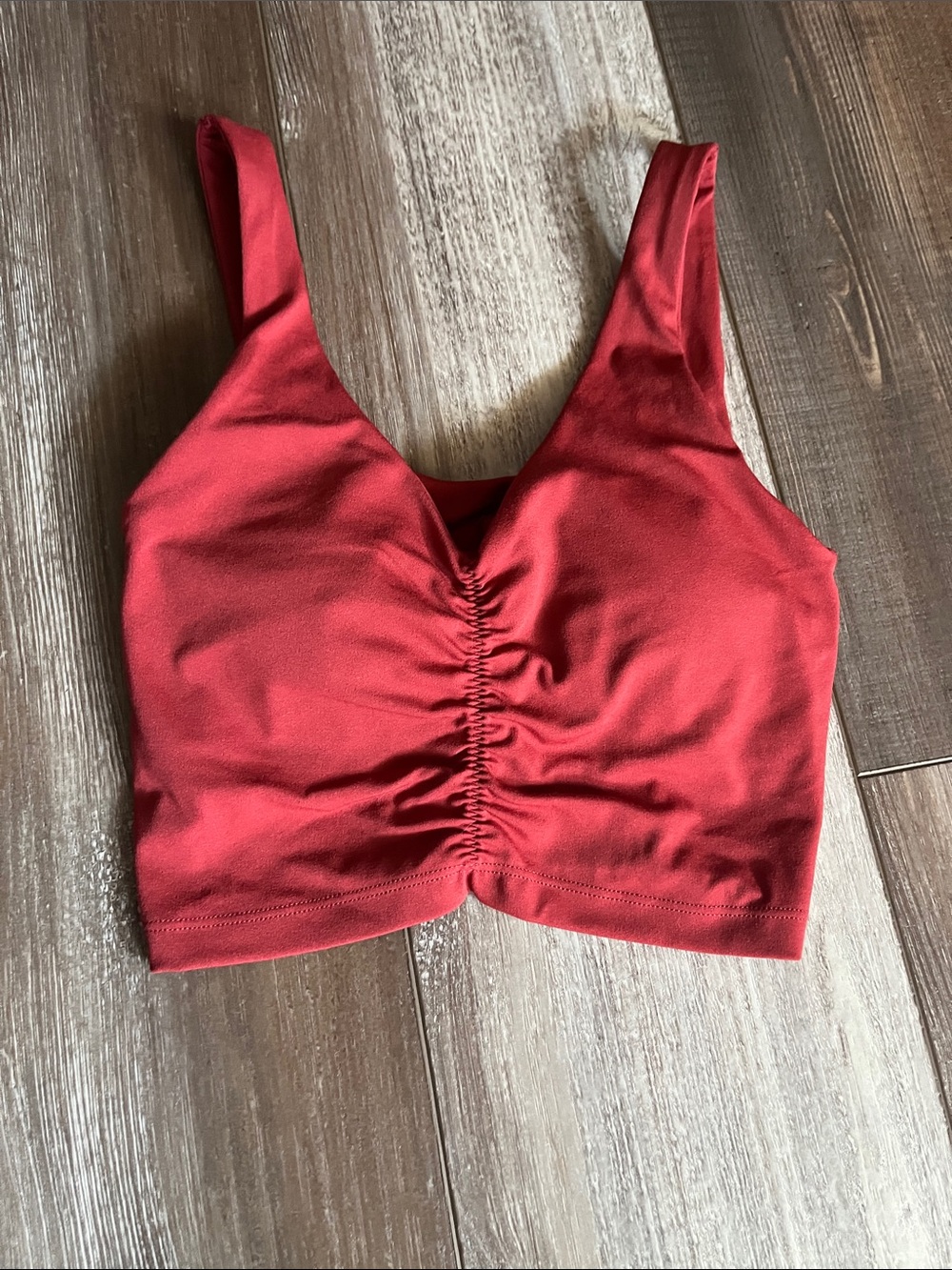 Unworn Aerie Red Ruched Front Crop Sports Bralette